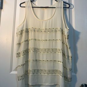 Off white tank top with sequins stripes
